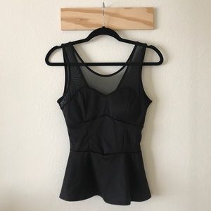 Black Mesh Flare Top